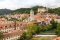 Panoramic aerial view of medieval old town of Skofja Loka, Slovenia Royalty Free Stock Photo