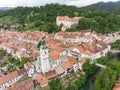 Panoramic aerial view of medieval old town of Skofja Loka, Slovenia