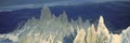 Panoramic aerial view at 3400 meters of Mount Fitzroy, Cerro Torre Range and Andes Mountains, Patagonia, Argentina Royalty Free Stock Photo