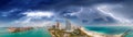 Panoramic aerial view of Miami Beach and South Pointe Park at du Royalty Free Stock Photo