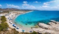 Panoramic aerial view of the Mikri Vigla beach at Naxos island Royalty Free Stock Photo