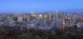 Panoramic aerial view of Montreal skyline at dusk in autumn, Quebec Royalty Free Stock Photo