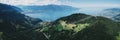 Panoramic aerial view of Montreux, Lake Geneva and Vevey Royalty Free Stock Photo