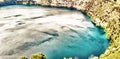 Panoramic aerial view of Mount Gambier Blue Lake, South Australia Royalty Free Stock Photo