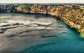 Panoramic aerial view of Mount Gambier Blue Lake, South Australia Royalty Free Stock Photo