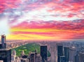 Panoramic aerial view of New York City skyline and Central Park Royalty Free Stock Photo