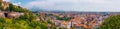 Panoramic aerial view of the old town Bergamo in northern Italy. Bergamo is a city in the alpine Lombardy region Royalty Free Stock Photo
