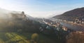 Panoramic aerial view of Old Town with Heidelberg Castle and Old Bridge - Heidelberg, Germany Royalty Free Stock Photo