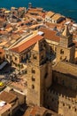 Panoramic aerial view of old town of Cefalu., Sicily, Italy. Royalty Free Stock Photo