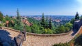 Panoramic view over Bergamo, Italy, from the hill of Old Town Citta Alta Royalty Free Stock Photo