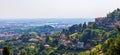 Panoramic view over Bergamo, Italy, from the hill of Old Town Citta Alta Royalty Free Stock Photo