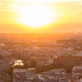 Panoramic aerial view over Berlin in romantic colorful sunset. Royalty Free Stock Photo