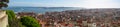 Panoramic aerial view over the city of Lisbon seen from San Jorge castle, Portugal, Europe. Looking at the beautiful red rooftops Royalty Free Stock Photo