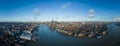 Panoramic aerial view over the city of London with Tower Bridge and River Thames Royalty Free Stock Photo