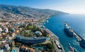 Panoramic aerial view over Funchal bay, Madeira Island, Portugal Royalty Free Stock Photo