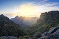 Panoramic aerial view over Masca village, the most visited tourist attraction Royalty Free Stock Photo