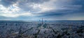 Panoramic aerial view over Paris France with Eiffel Tower Royalty Free Stock Photo