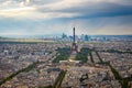 Panoramic aerial view over Paris France with Eiffel Tower Royalty Free Stock Photo