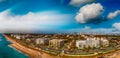 Panoramic aerial view of Palm Beach oceanfront at sunset, Florida Royalty Free Stock Photo
