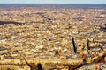 Panoramic aerial view of Paris from Eiffel Tower. Beautiful view of Paris skyline with typical parisian facades in the Royalty Free Stock Photo