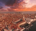 Panoramic aerial view of Piazza San Marco in Venice at sunset, Italy Royalty Free Stock Photo