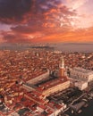 Panoramic aerial view of Piazza San Marco in Venice at sunset, Italy Royalty Free Stock Photo