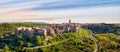 Panoramic aerial view of Pitigliano town in Tuscany, Italy. Typical Etruscan town.