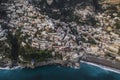 Panoramic aerial view of Positano, a beautiful town along the Amalfi coast at sunset, Salerno, Italy Royalty Free Stock Photo