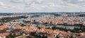 Panoramic aerial view of Prague rooftops and skyline from Petrin Observation Tower, Prague, Czech Republic