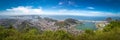 Panoramic aerial view of Rio de Janeiro with Sugar Loaf Mountain and Rodrigo de Freitas Lagoon - Rio de Janeiro, Brazil Royalty Free Stock Photo