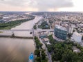 The panoramic aerial view of the river Don and the city of Rostov-on-Don in southern Russia