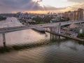 The panoramic aerial view of the river Don and the city of Rostov-on-Don in southern Russia Royalty Free Stock Photo