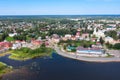 Panoramic aerial view of Russian town of Myshkin in summer