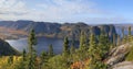 Panoramic aerial view of Saguenay Fjord in Quebec Royalty Free Stock Photo