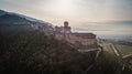 Panoramic aerial view of Saint Francis Basilica, Assisi, Italy Royalty Free Stock Photo