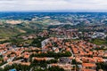 Panoramic aerial view on San Marino city from the mountain.