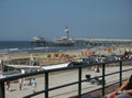 Panoramic aerial view of scheveningen beach during a sunny day