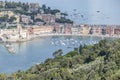 Panoramic aerial view of Sestri Levante and the Gulf of Tigullio Royalty Free Stock Photo