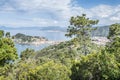 Panoramic aerial view of Sestri Levante and the Gulf of Tigullio Royalty Free Stock Photo