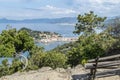 Panoramic aerial view of Sestri Levante and the Gulf of Tigullio Royalty Free Stock Photo