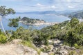 Panoramic aerial view of Sestri Levante and the Gulf of Tigullio Royalty Free Stock Photo