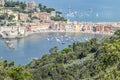 Panoramic aerial view of Sestri Levante and the Gulf of Tigullio Royalty Free Stock Photo