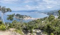 Panoramic aerial view of Sestri Levante and the Gulf of Tigullio Royalty Free Stock Photo