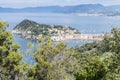 Panoramic aerial view of Sestri Levante and the Gulf of Tigullio Royalty Free Stock Photo
