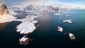 Panoramic aerial view of the small islands around the village of Reine, Norway, Europe Royalty Free Stock Photo