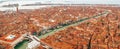 Panoramic aerial view of st Mark square, Campanile and Doge Palace in Venice Italy Royalty Free Stock Photo