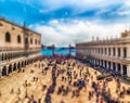 Panoramic aerial view of St. Mark& x27;s Square, Venice, Italy Royalty Free Stock Photo