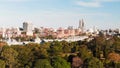 Panoramic aerial view of Sydney skyline and coastline in the morning, NSW, Austraila