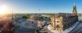 Panoramic aerial view of Theaterplatz, Semperoper Opera House and Catholic Cathedral - Dresden, Saxony, Germany Royalty Free Stock Photo