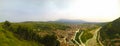 Panoramic aerial view to Berat old town and Osum river from Berat Castle , Albania